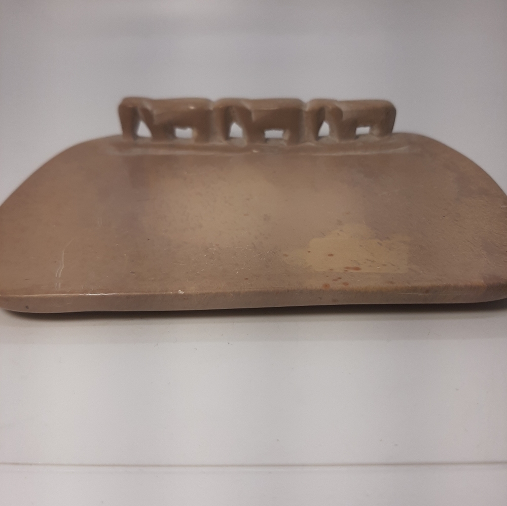 Hand Carved African Tribal   Stone Soap Jewelry Trinket Dish Elephants